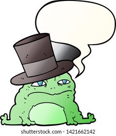 cartoon rich toad with speech bubble in smooth gradient style