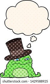 cartoon rich toad with thought bubble in comic book style