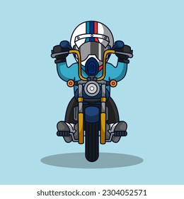  cartoon of rider motorcycle vector illustration 