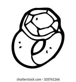 anillo de dibujos animados con un enorme diamante