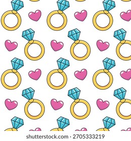 Cartoon-Ringmuster. Alles Gute zum Valentinstag. Vektorgrafik. Einziger Hintergrund
