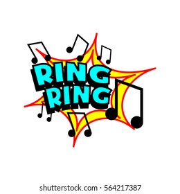 Cartoon ring tone colorful text caption illustration
