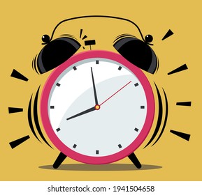Ilustración del reloj de alarma de timbre de dibujos animados
