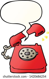 cartoon ringing telephone with speech bubble in smooth gradient style
