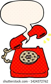 Cartoon-Ringtelefon mit Sprachblase im Comicstil