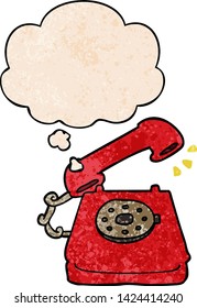 Cartoon-Ringtelefon mit Gedankenblase im Stilstil