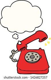 cartoon ringing telephone with thought bubble