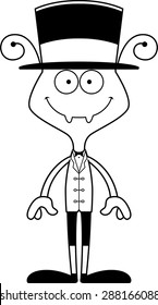A cartoon ringmaster ant smiling.