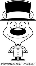 A cartoon ringmaster bear smiling.