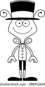 A cartoon ringmaster bee smiling.