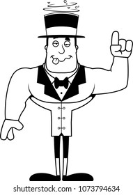 A cartoon ringmaster looking drunk.