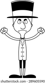 A cartoon ringmaster man looking angry.