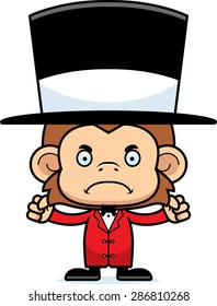 A cartoon ringmaster monkey looking angry.