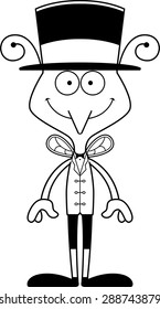 A cartoon ringmaster mosquito smiling.