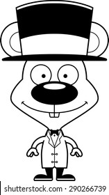 A cartoon ringmaster mouse smiling.