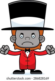 A cartoon ringmaster orangutan looking angry.