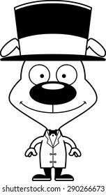 A cartoon ringmaster puppy smiling.