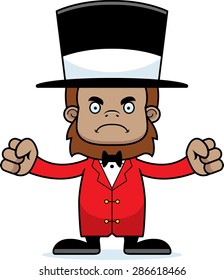 A cartoon ringmaster sasquatch looking angry.