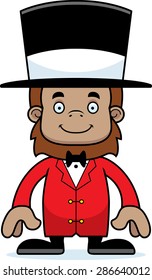 A cartoon ringmaster sasquatch smiling.
