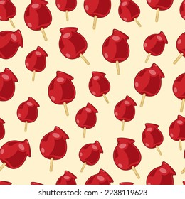 cartoon ringo ame, japanese food seamless pattern on colorful background