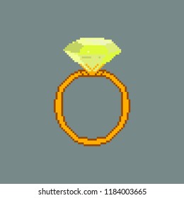 Cartoon ring.Pixel art. Vector Illustration isolated on white background.