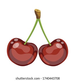 Rama de cerezas maduras para dibujos animados, ilustración vectorial