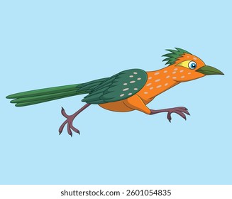 Cartoon Roadrunner bird running on the road vector illustration