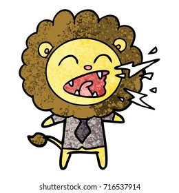 cartoon roaring lion businessman