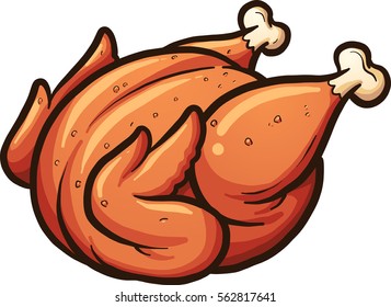 Cartoon roasted chicken. Vector clip art illustration with simple gradients. All in a single layer. 