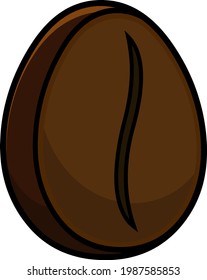 Cartoon Roasted Coffee Bean. handgezeichnete Vektorgrafik einzeln auf transparentem Hintergrund