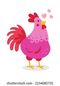 Cartoon roaster in love. Vector illustration