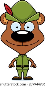 A cartoon Robin Hood bear smiling.