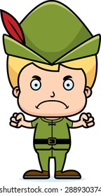 A cartoon Robin Hood boy looking angry.