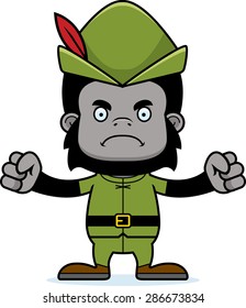 A cartoon Robin Hood gorilla looking angry.