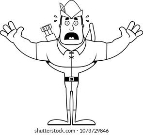 A cartoon Robin Hood looking scared.