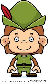 A cartoon Robin Hood monkey smiling.