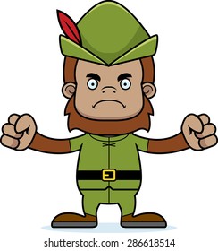 A cartoon Robin Hood sasquatch looking angry.