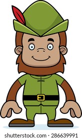 A cartoon Robin Hood sasquatch smiling.