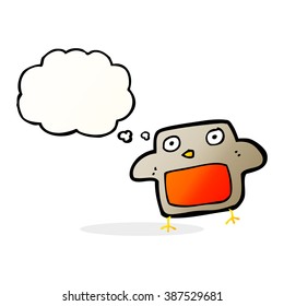 cartoon robin with thought bubble