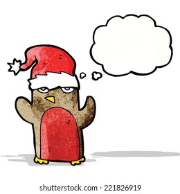 cartoon robin wearing christmas hat