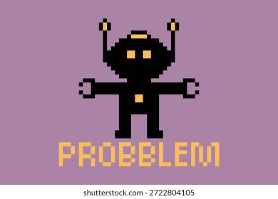 Cartoon Roboter ai chat Roboter mit 8-Bit-Hintergrund Spielzeug humanoid Ingenieur Business Automation cyborg pixel art.