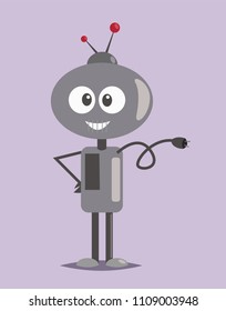 A cartoon robot with antennas. Flat vector illustration in cartoon style.    