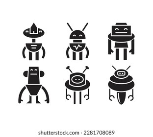 cartoon robot avatar set illustration