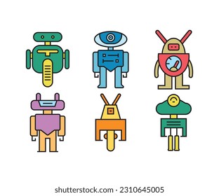 cartoon robot avatars vector set