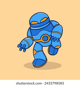Robot de dibujos animados en azul y naranja