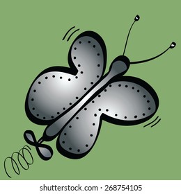 cartoon robot butterfly, vector illustration