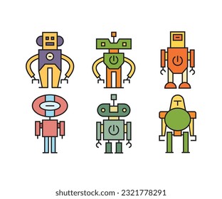 conjunto de avatares del personaje robot de dibujos animados
