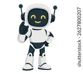 Cartoon Robot Character with Hand Raised character