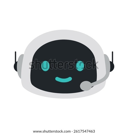 Cartoon Robot Character with Headset for support service 