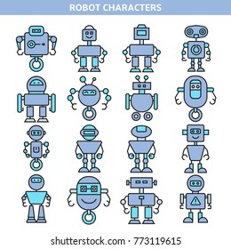 cartoon robot character icons